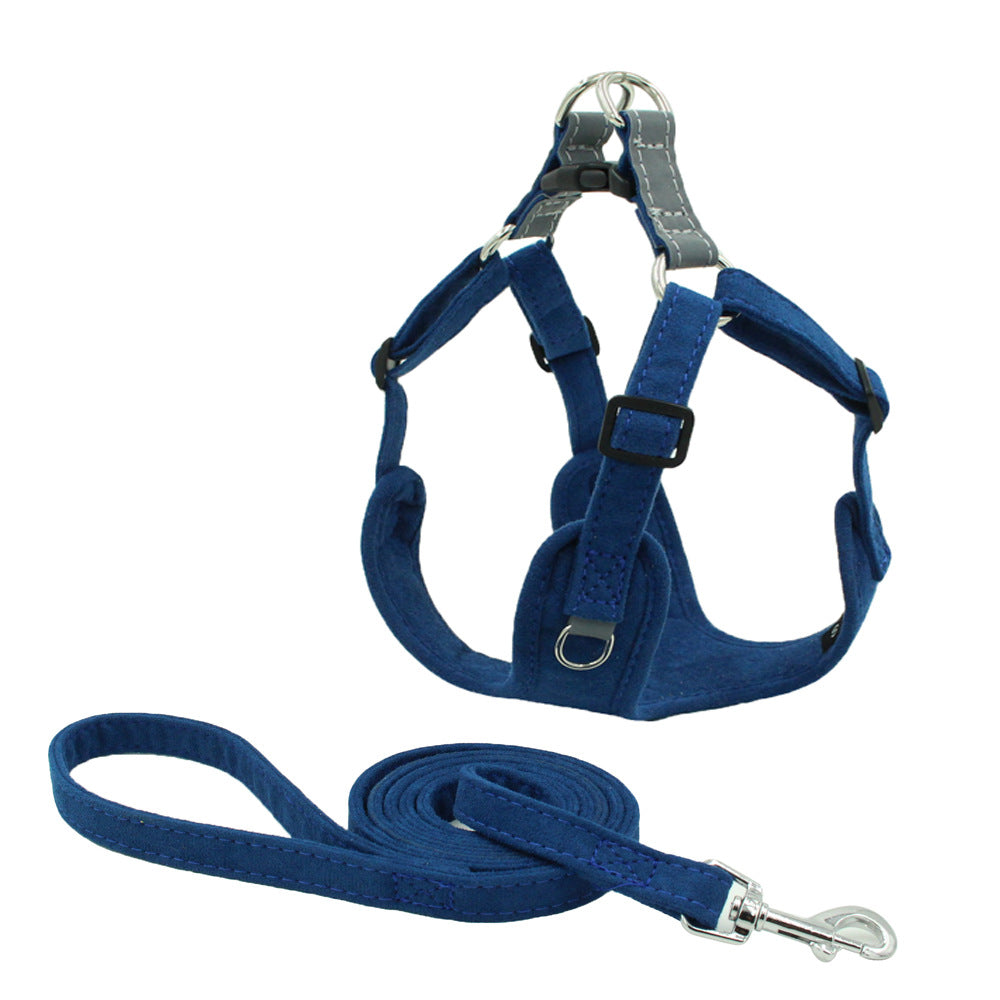 Suede Pet Chest Harness Vest Leash