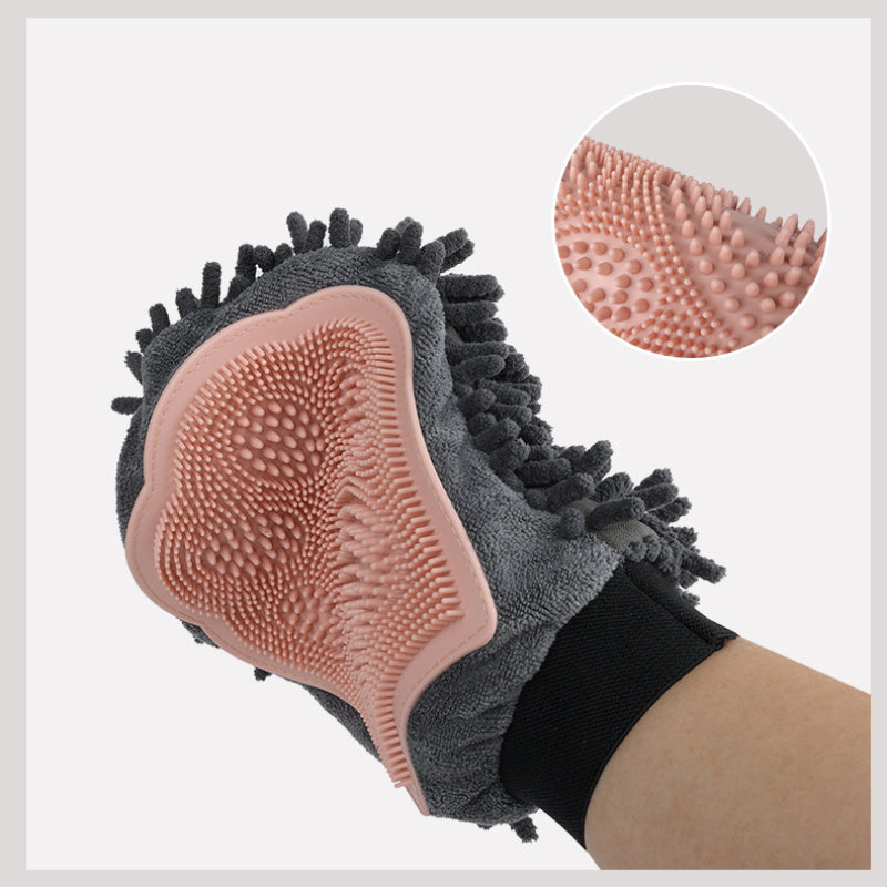 2-in-1 Pet Bathing Brush And Grooming Massage Glove