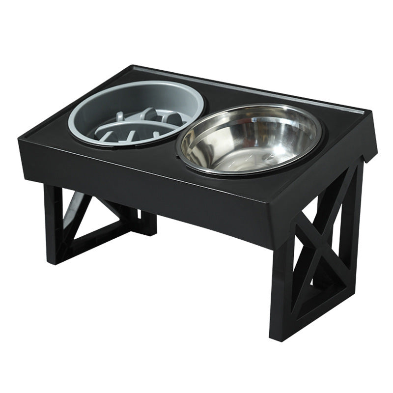 Adjustable Elevated Stainless Steel Pet Bowl Anti-Choke Slow Feeder