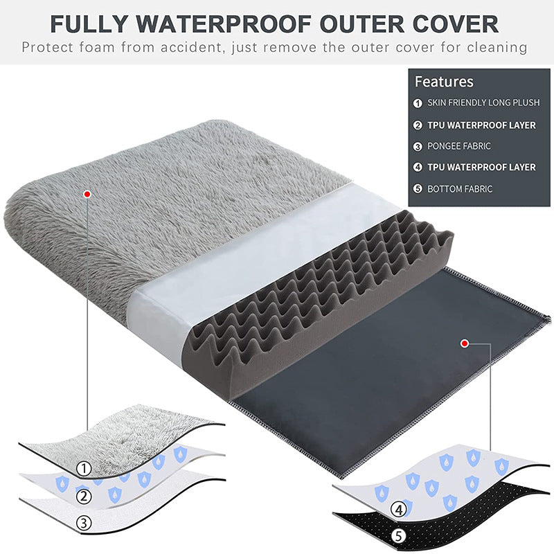 Plush Square Pet Bed Memory Foam Cozy Deep Sleep Sofa