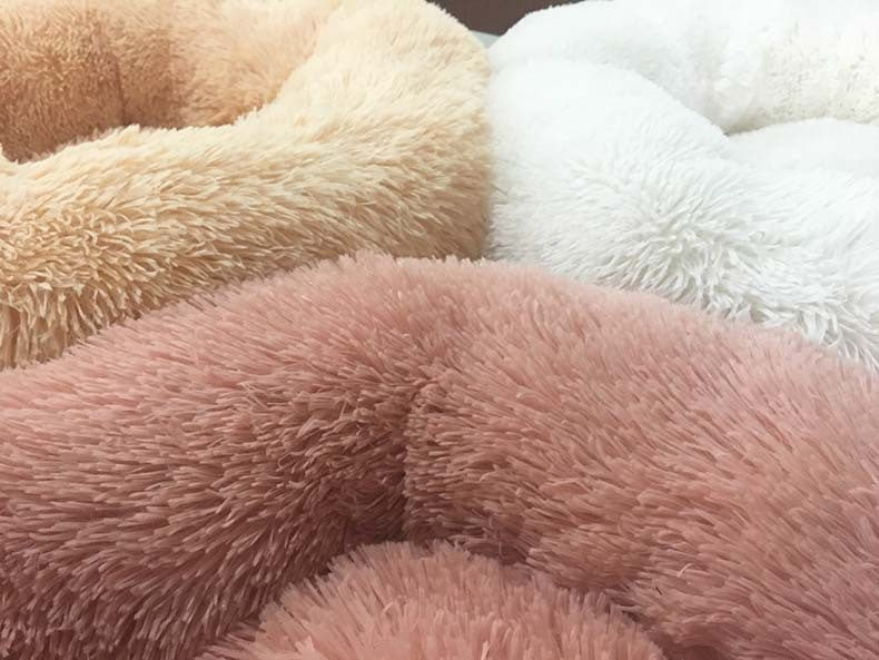 Pet Plush Round Bed Thickened Warm Cozy Sleep Nest for Winter