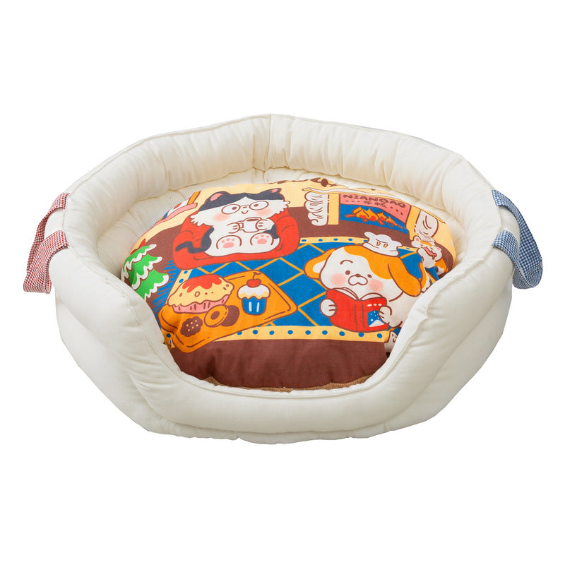 Winter Series Pet Bed Plush Cozy Deep Sleep Nest