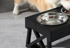 Adjustable Elevated Stainless Steel Pet Bowl Anti-Choke Slow Feeder
