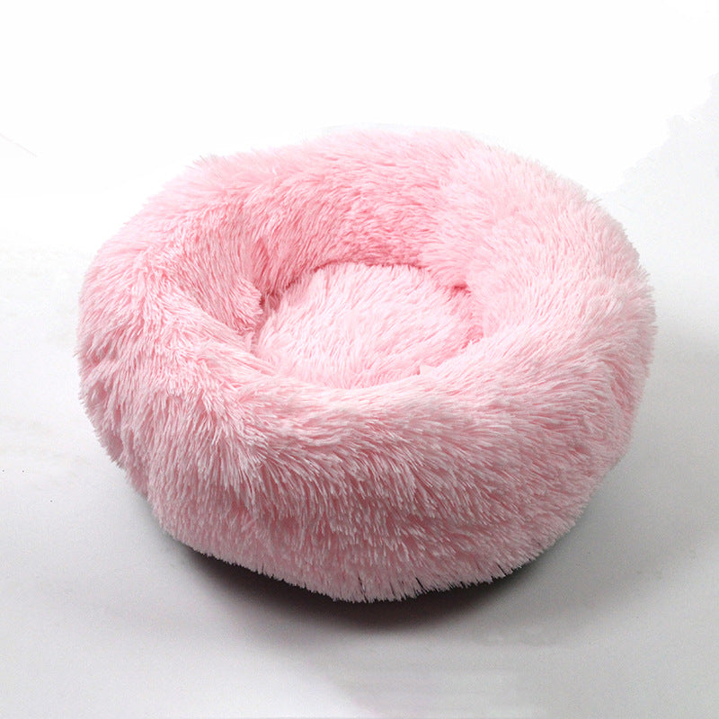 Pet Plush Round Bed Thickened Warm Cozy Sleep Nest for Winter