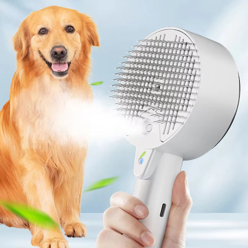 3-in-1 Electric Steam Brush Pet Grooming Massage Shedding Comb