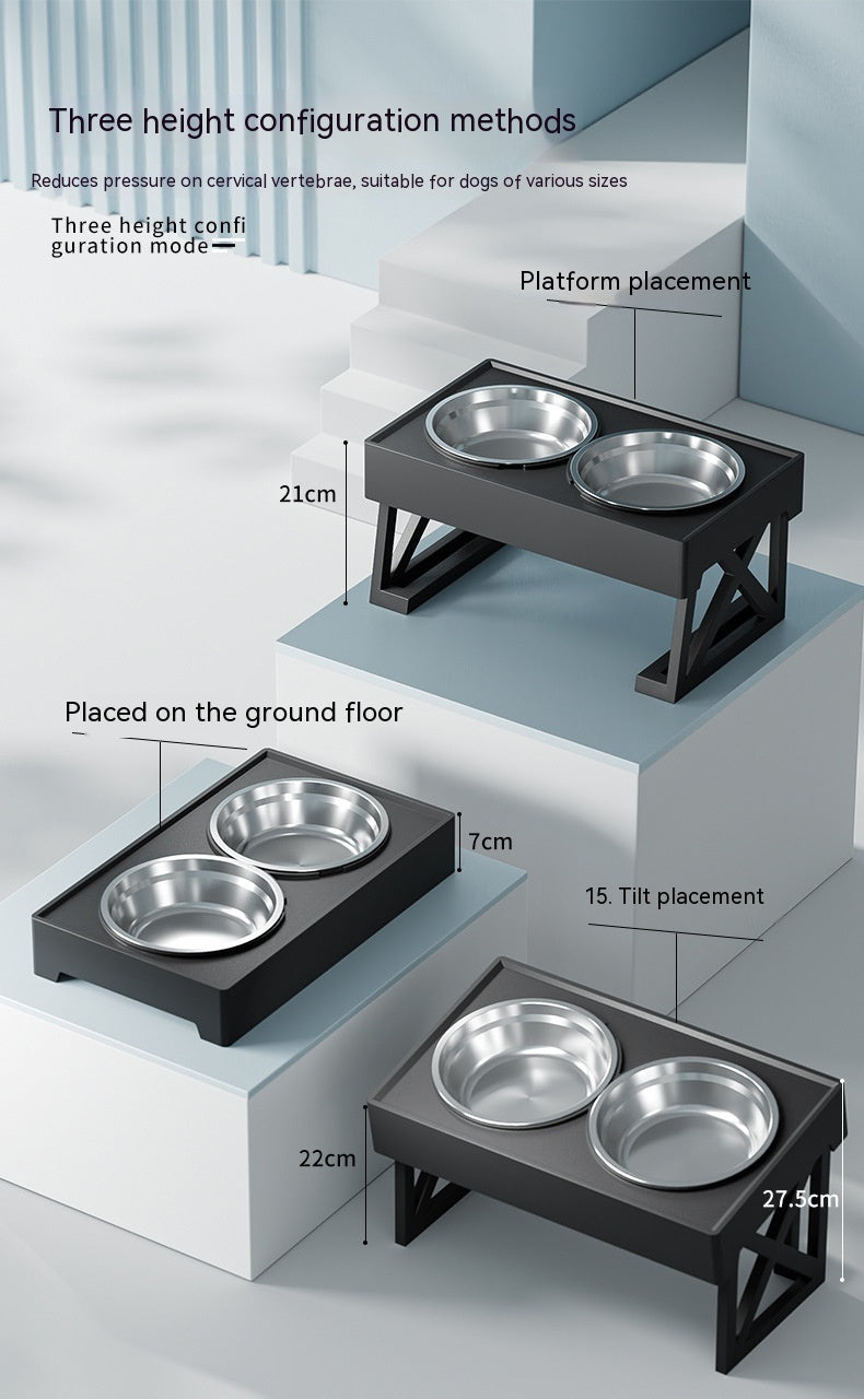 Adjustable Elevated Stainless Steel Pet Bowl Anti-Choke Slow Feeder