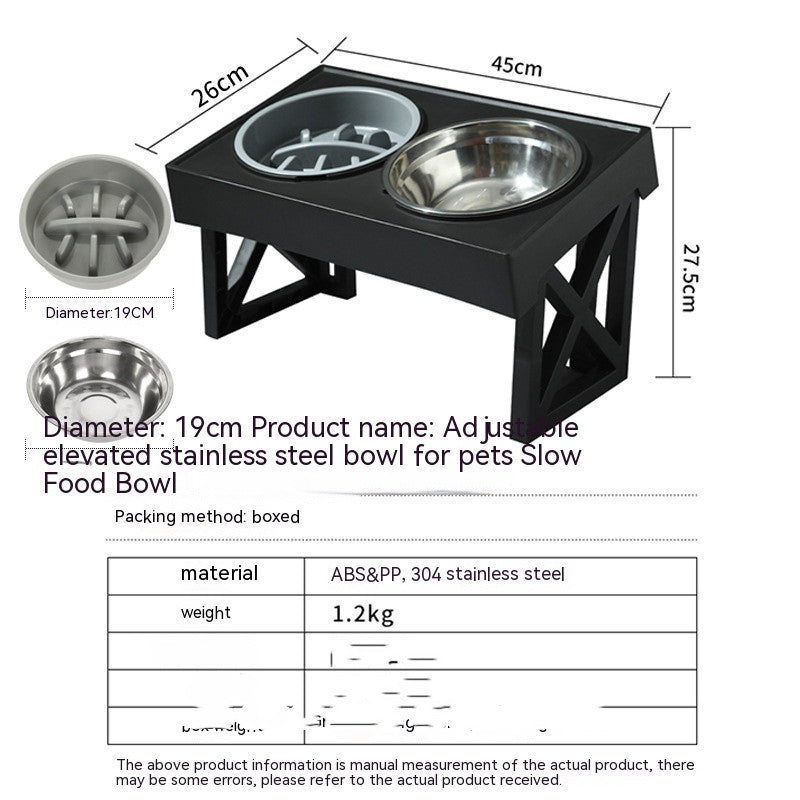 Adjustable Elevated Stainless Steel Pet Bowl Anti-Choke Slow Feeder