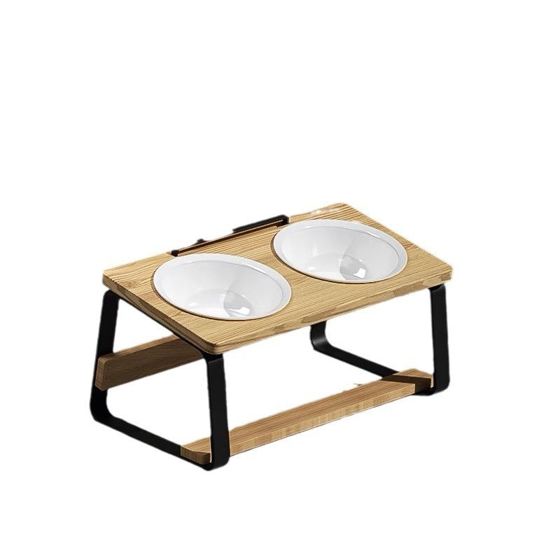 Ceramic Double Pet Bowl Water and Food Feeder Neck Protection