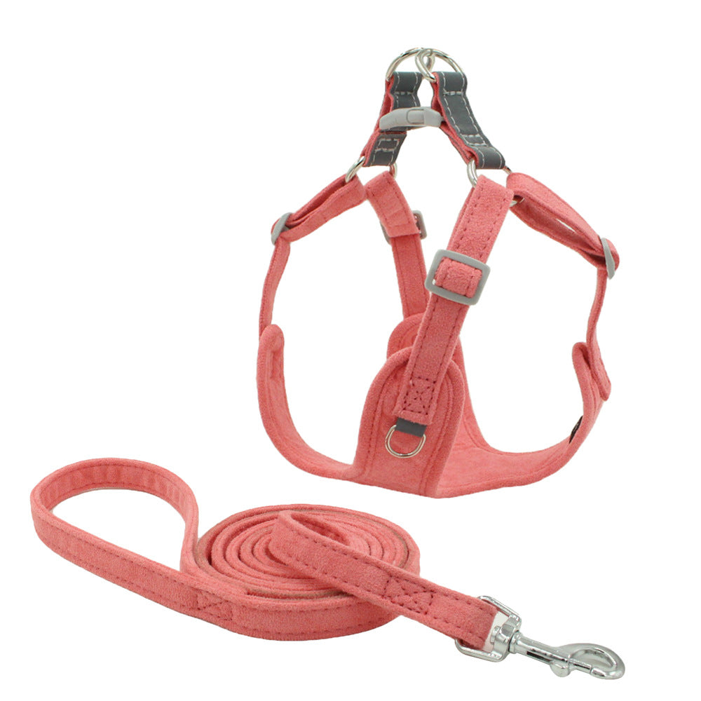 Suede Pet Chest Harness Vest Leash