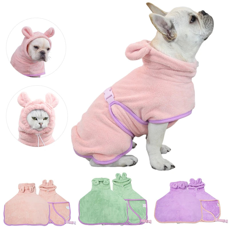 Pet Super Absorbent Microfiber Bathrobe Quick-Dry Bath Towel